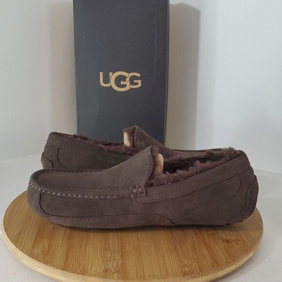 UGG Ascot Slipper Dusted Cocoa Suede Wool Comfort Loafer Men's US 9 NIB - Picture 10 of 15